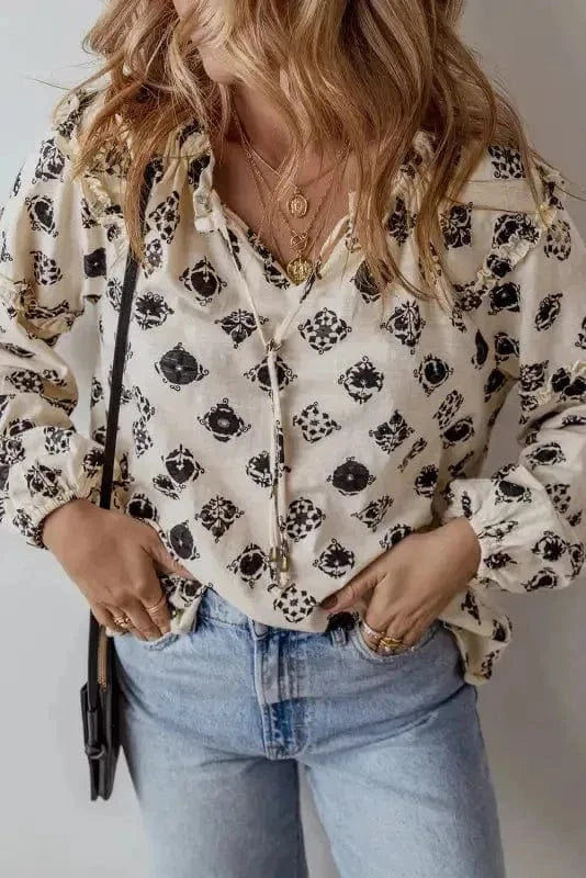 Blouses Breezy Deco Print Blouse