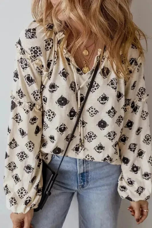 Blouses Breezy Deco Print Blouse