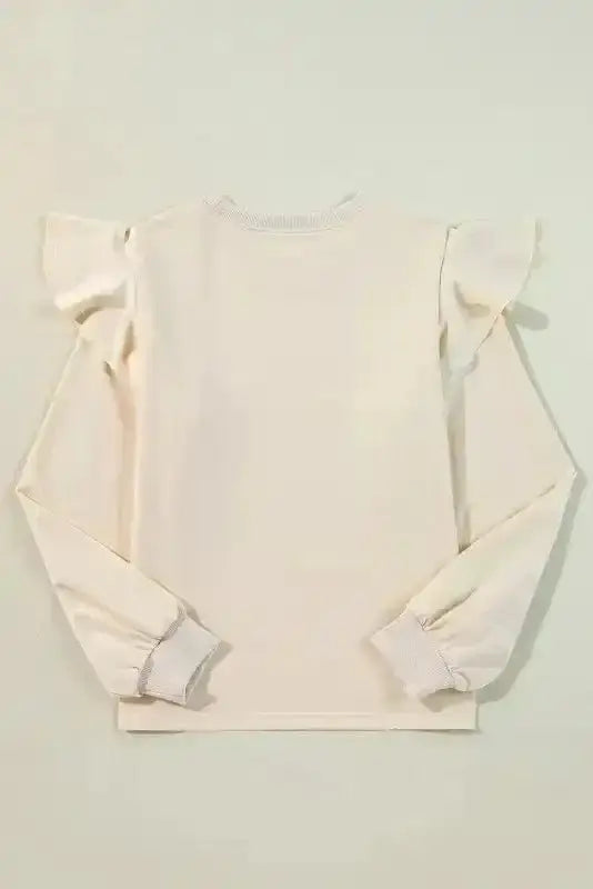 Side view of Cascading Ruffle Elegant Blouse showing tiered ruffle movement and premium poly-cotton-elastane drape — Fashionfitz