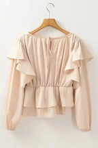 Blouses Elegant Ruffled Peplum Blouse