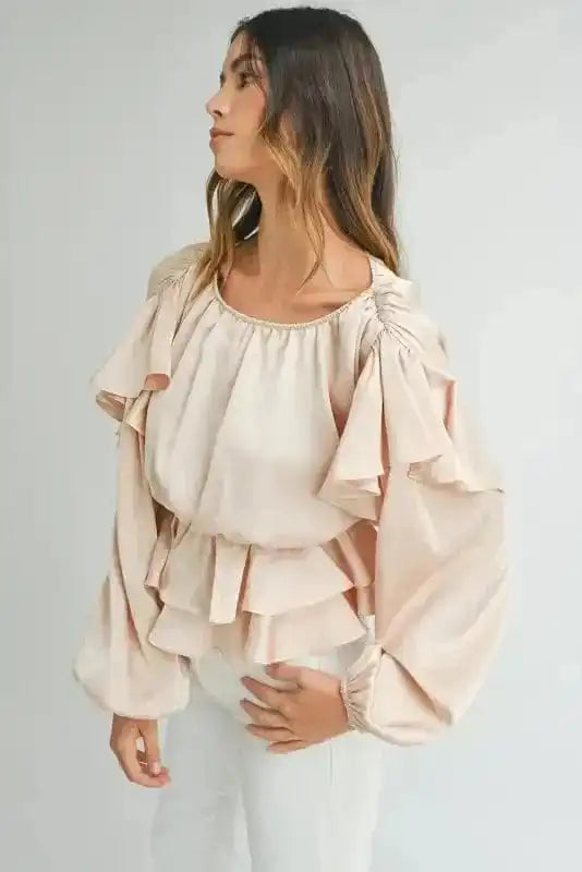 Blouses Elegant Ruffled Peplum Blouse