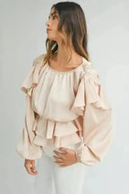 Blouses Elegant Ruffled Peplum Blouse