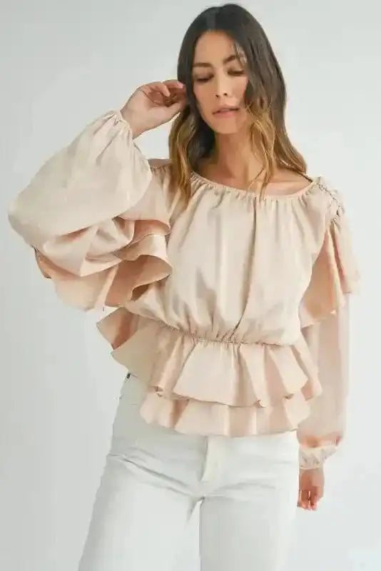 Blouses Elegant Ruffled Peplum Blouse