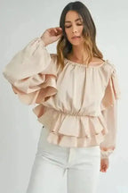 Blouses Elegant Ruffled Peplum Blouse
