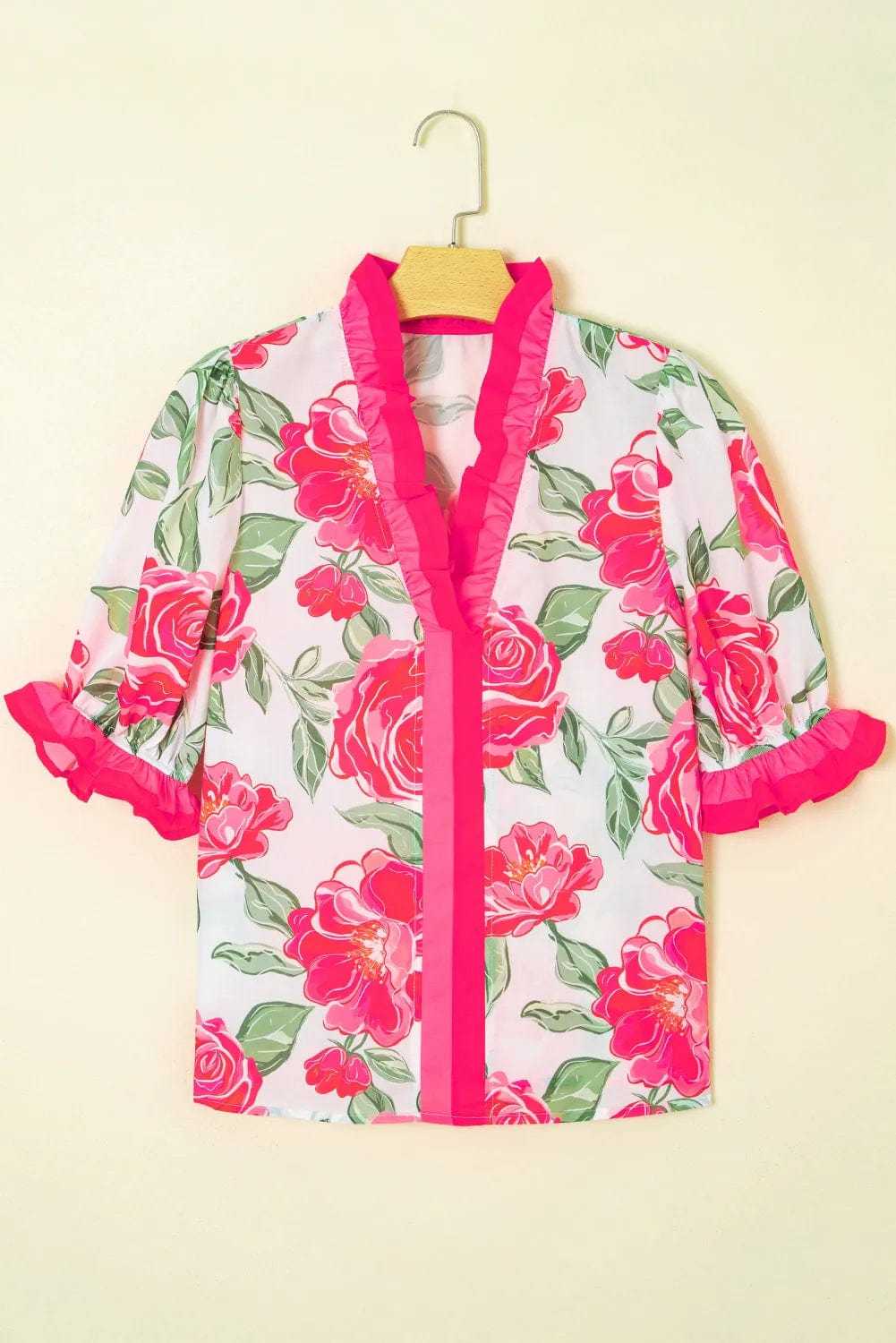 Blouses Fashionfitz Rosy Bloom Frill Blouse for Trendy Looks