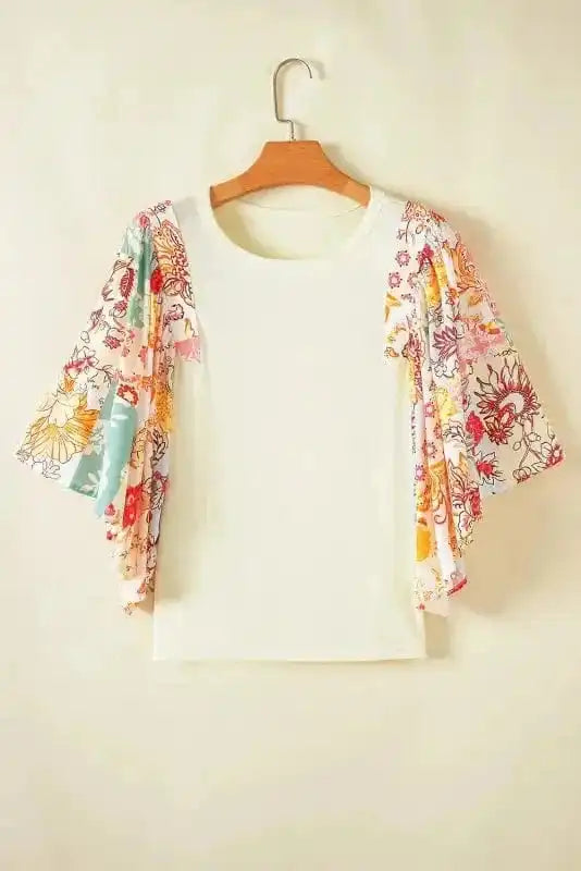Blouses Floral Fusion Beige Blouse