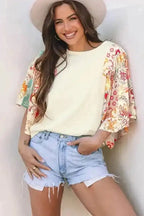 Blouses Floral Fusion Beige Blouse