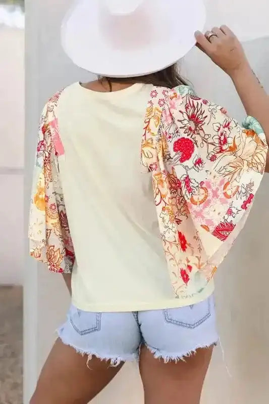 Blouses Floral Fusion Beige Blouse