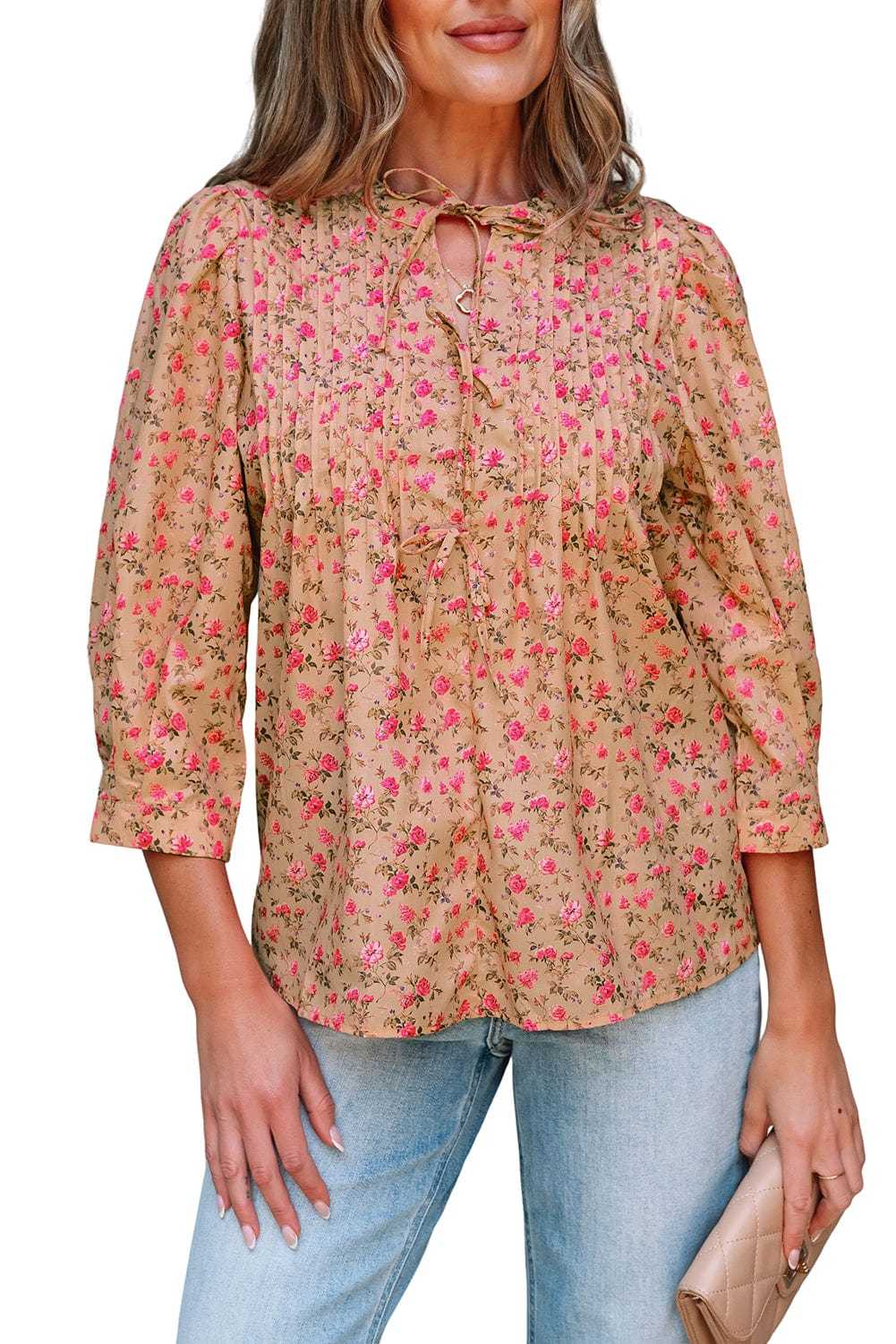 Blouses Floral Half Sleeve Blouse Top – Women’s Boho Casual Printed Blouse