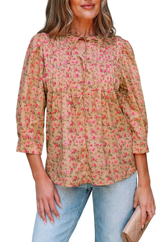 Blouses Floral Half Sleeve Blouse Top – Women’s Boho Casual Printed Blouse