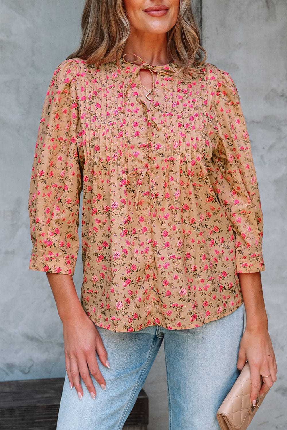 Blouses Floral Half Sleeve Blouse Top – Women’s Boho Casual Printed Blouse