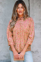 Blouses Floral Half Sleeve Blouse Top – Women’s Boho Casual Printed Blouse