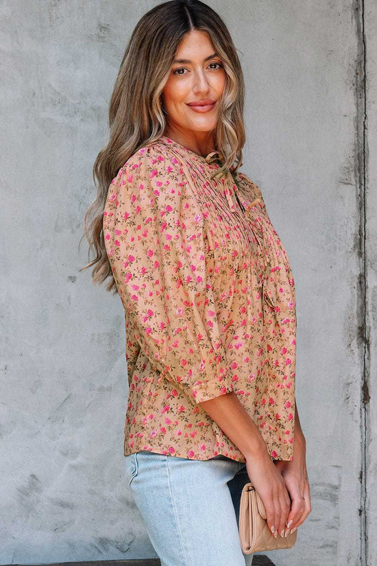 Blouses Floral Half Sleeve Blouse Top – Women’s Boho Casual Printed Blouse