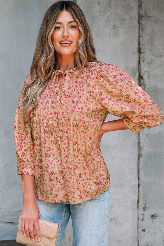 Blouses Floral Half Sleeve Blouse Top – Women’s Boho Casual Printed Blouse