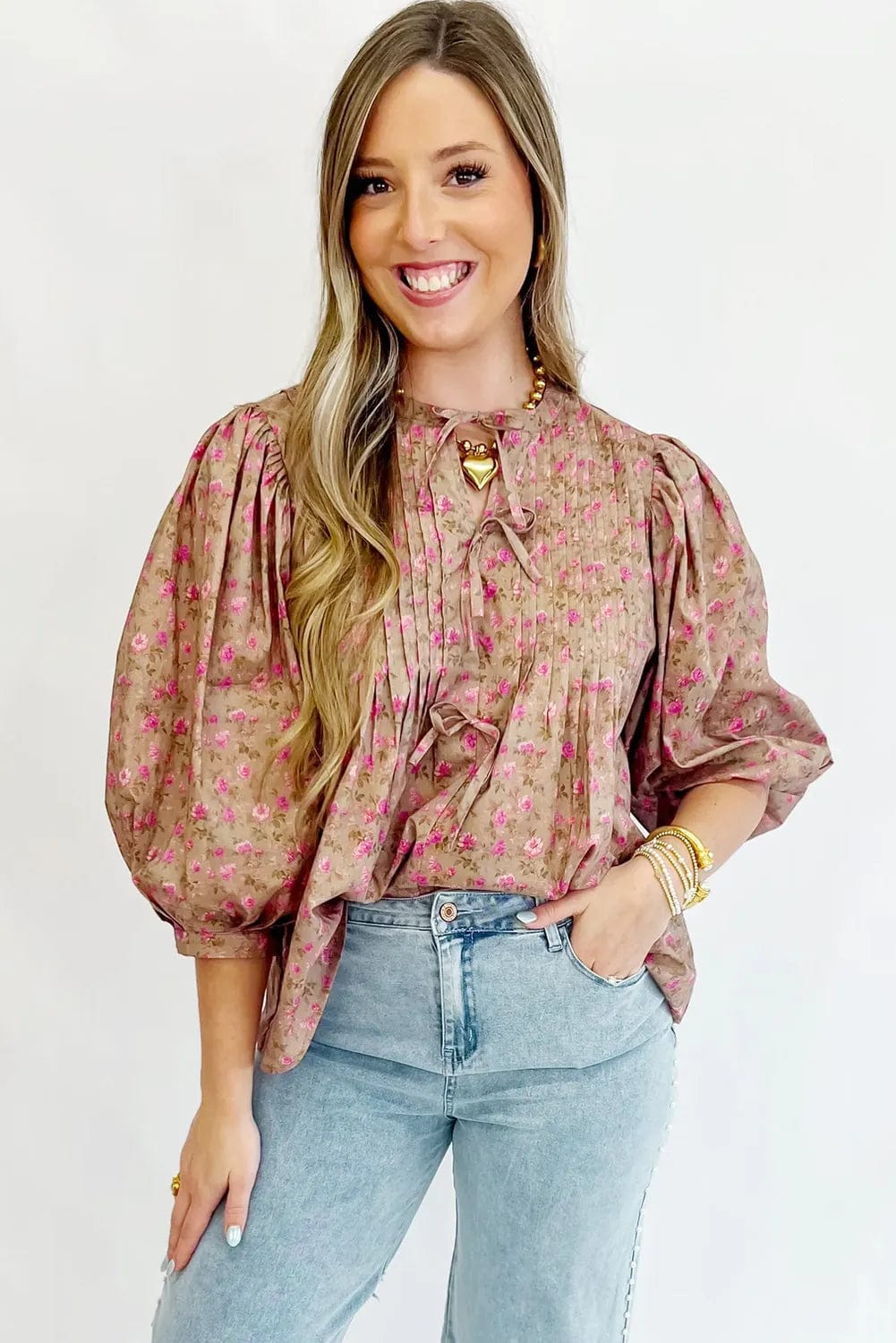 Blouses Floral Half Sleeve Blouse Top – Women’s Boho Casual Printed Blouse