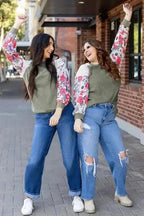 Blouses Floral Mosaic Ribbed Blouse