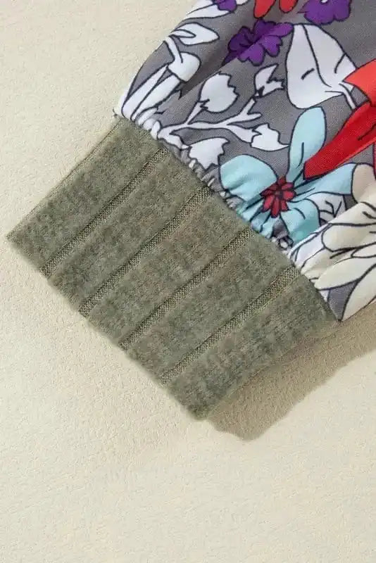 Blouses Floral Mosaic Ribbed Blouse