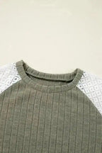 Blouses Floral Mosaic Ribbed Blouse