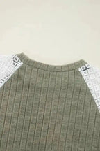 Blouses Floral Mosaic Ribbed Blouse