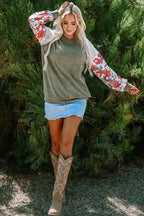 Blouses Floral Mosaic Ribbed Blouse