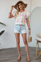 Blouses Floral Ruffled Sleeve Summer Top
