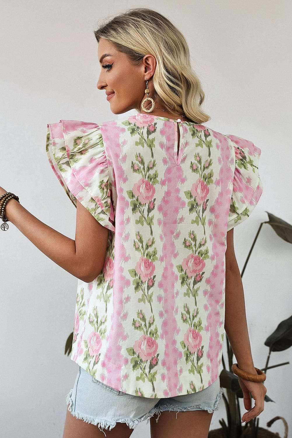 Blouses Floral Ruffled Sleeve Summer Top
