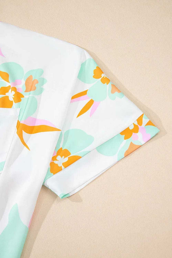 Blouses Floral Satin Tunic Blouse