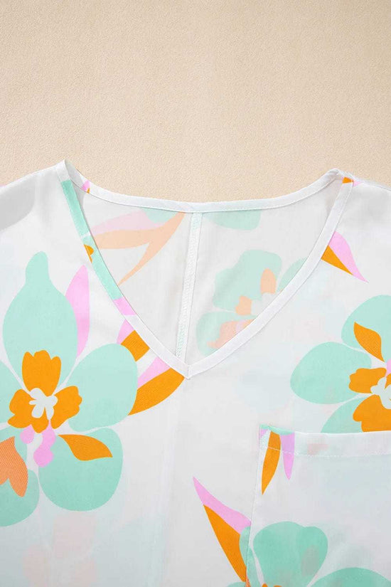 Blouses Floral Satin Tunic Blouse