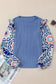 Blouses Floral Sleeve Waffle Knit Blouse