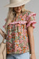 Blouses Floral Tiered Ruffle Blouse – Elegant & Lightweight Ruffled Sleeve Top