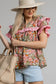 Blouses Floral Tiered Ruffle Blouse – Elegant & Lightweight Ruffled Sleeve Top