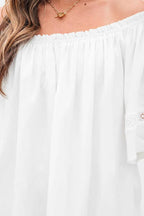 Blouses Frosted Lace Off-Shoulder Top - Feminine Elegance