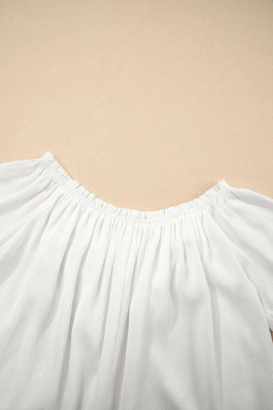 Blouses Frosted Lace Off-Shoulder Top - Feminine Elegance