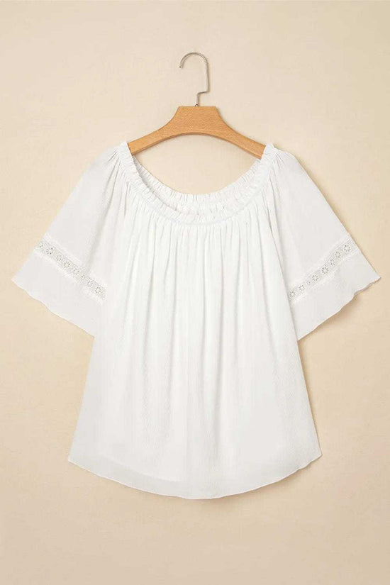 Blouses Frosted Lace Off-Shoulder Top - Feminine Elegance