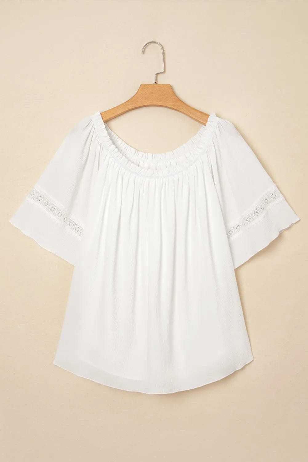 Blouses Frosted Lace Off-Shoulder Top - Feminine Elegance