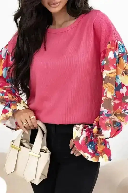 Blouses Garden Glam Ribbed Top