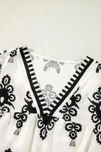 Blouses Geometric Glamour Quarter-Sleeve Top