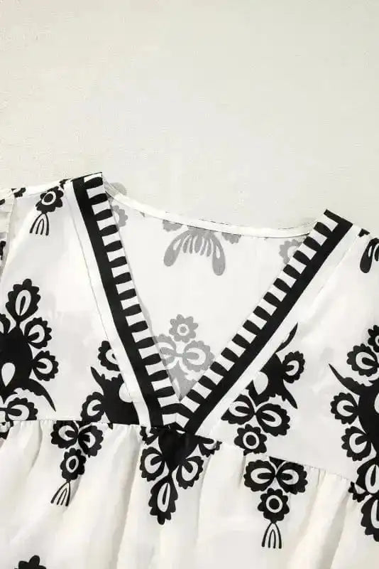 Blouses Geometric Glamour Quarter-Sleeve Top