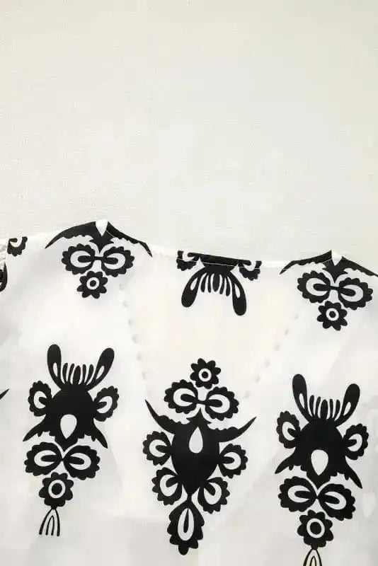 Blouses Geometric Glamour Quarter-Sleeve Top