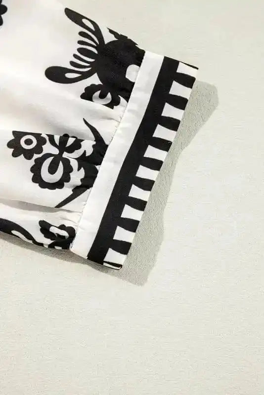 Blouses Geometric Glamour Quarter-Sleeve Top