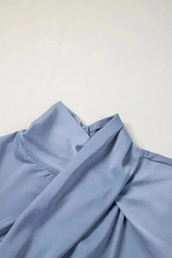 Blouses Ivy Asymmetric Blouse - Pleated Turtleneck Bell Sleeve