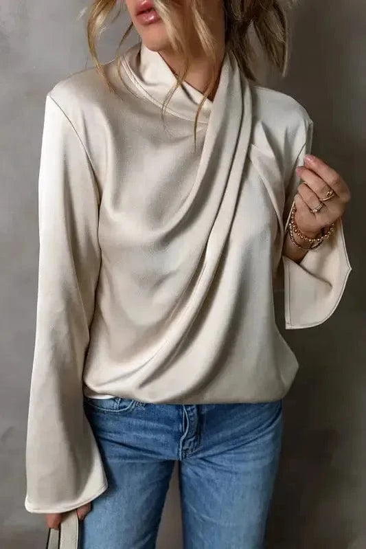 Blouses Jet Stream / S / 100%Polyester Luxe Satin Crossover Blouse