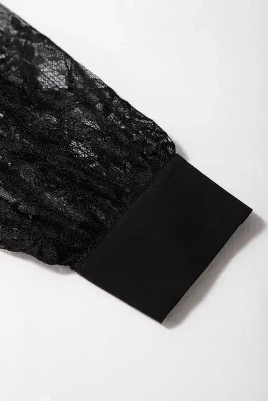 Blouses Lace Sleeves Blouse - Black