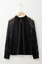 Blouses Lace Sleeves Blouse - Black