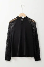 Blouses Lace Sleeves Blouse - Black