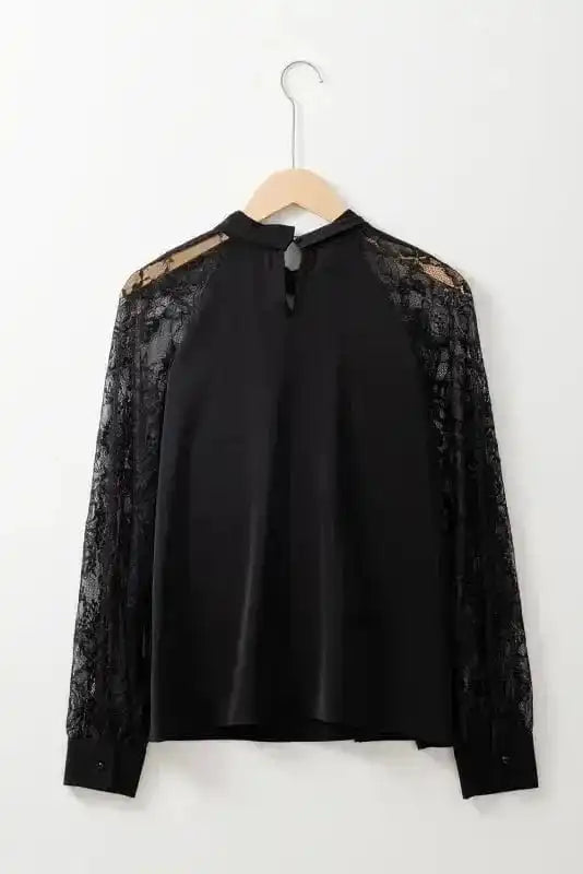 Blouses Lace Sleeves Blouse - Black