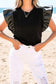 Blouses Leather Ruffle Sleeve Blouse