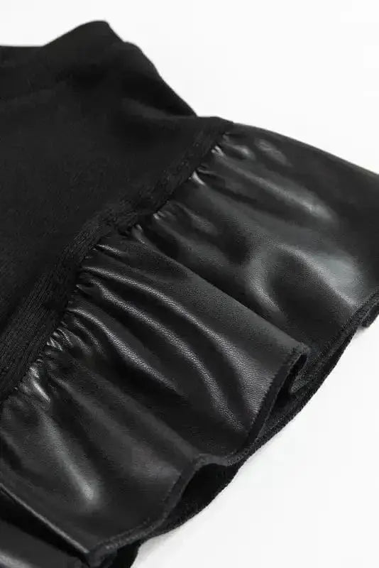 Blouses Leather Ruffle Sleeve Blouse
