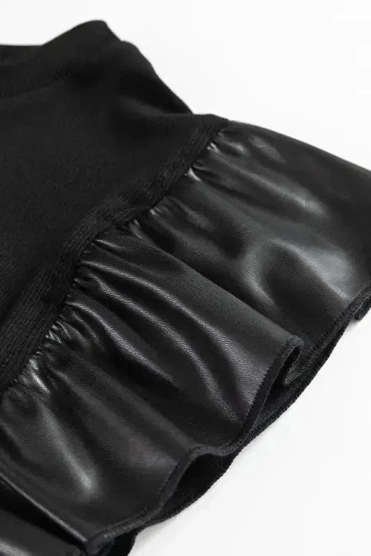 Blouses Leather Ruffle Sleeve Blouse