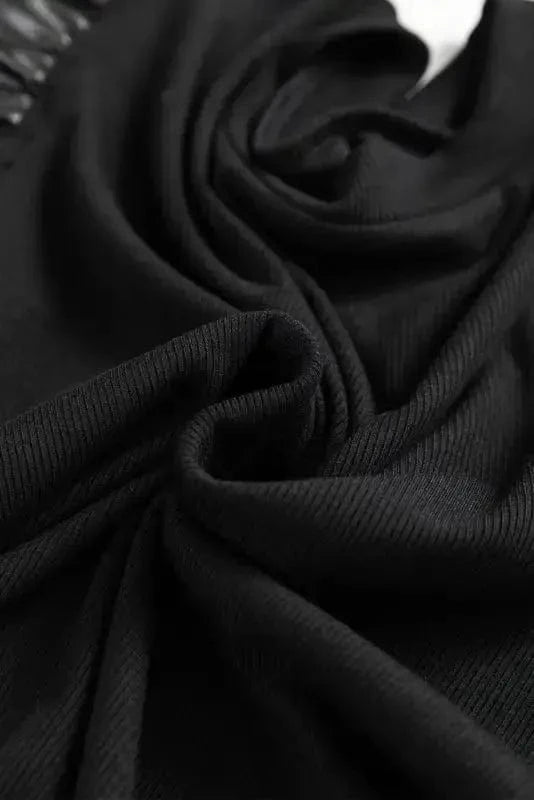 Blouses Leather Ruffle Sleeve Blouse